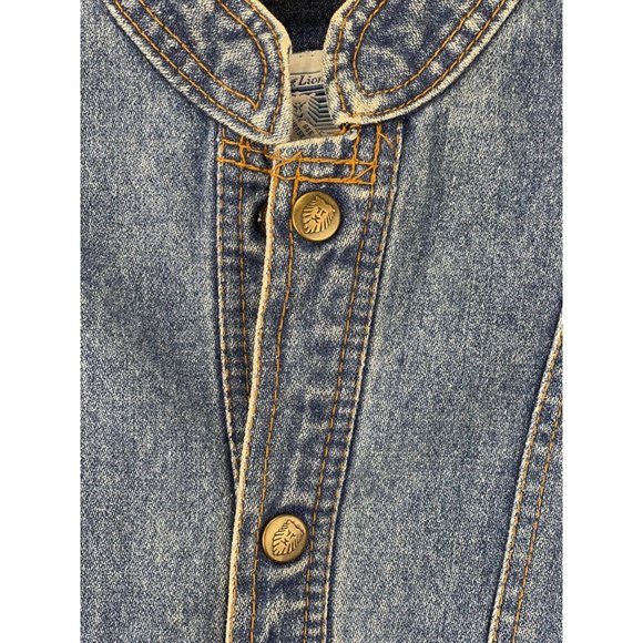 RARE Vintage 80s Young Lion Youth Denim Jean Jacket Vest Removable Arms Sz 12 - Picture 11 of 13